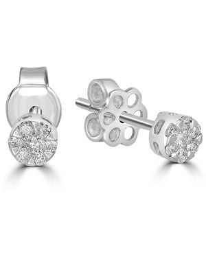 Artisan Natural Diamond Cluster Stud Earrings - Metallic