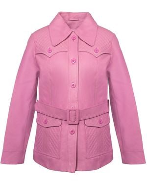 Zasta Studio Old Fashioned Leather Trench Jacket - Pink