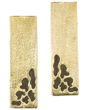 Zeworks Sahara Blues – Leopard Handcrafted Brass Earrings With Lava Stone Inlay - White