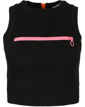 blonde gone rogue Wicked Zipper Crop Racer Top, Cotton - Black