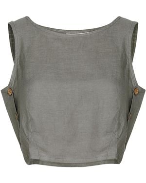 REISTOR Dark Boxy Crop Hemp Top - Grey