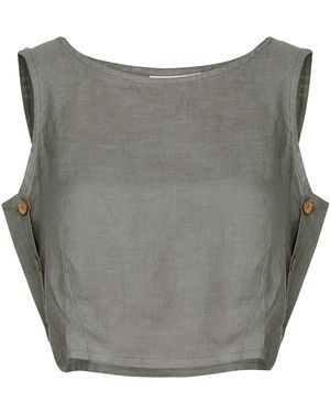 REISTOR Dark Boxy Crop Hemp Top - Gray