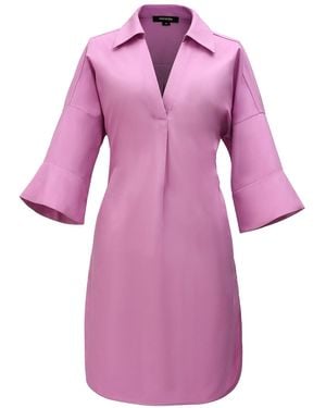 Smart and Joy Cotton Minimalist Shirt Dress - Purple