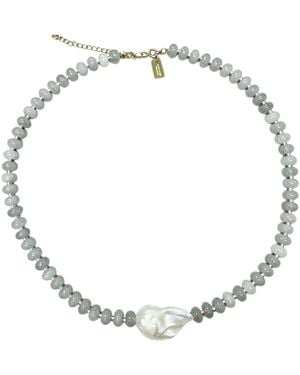 Christina Greene Grounded Stone Beaded Necklace - Metallic