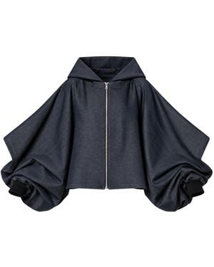 Metamorph Extravagant Denim Jacket With Voluminous Sleeves - Blue