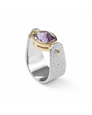 German Kabirski Shadrafa Plated Ring With Amethyst - Metallic