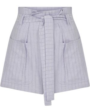 NAZLI CEREN Louis High Waisted Linen Blend Shorts - Purple