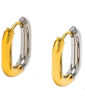 Mickey's Girl Two Tone Oval Hoop Earrings - Metallic