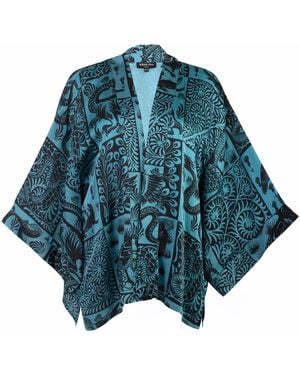 Artemis Muse Birds & Beasts & Short Kimono - Blue