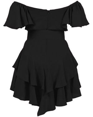 ALINA CERNĂTESCU Samba Mini Linen Ruffle Cocktail Dress - Black