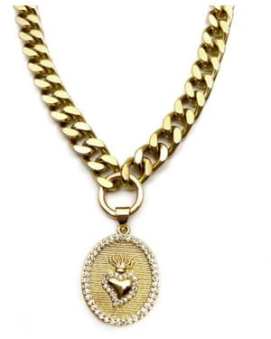 Rachel Nathan Sacred Heart Curb Necklace - Metallic