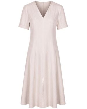 Oh!Zuza Neutrals Echo Viscose Midi Dress Short Sleeve With Pockets - Pink