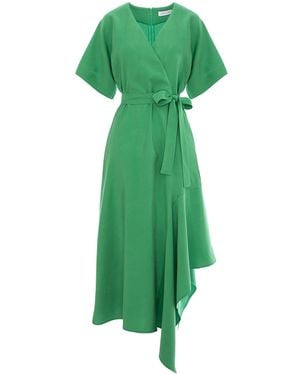 Larisa Dragna Viscose Dress With Asymmetric Hem Michelle - Green