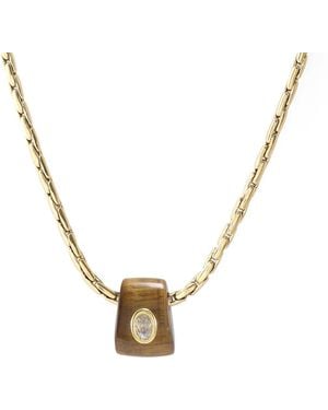 Hye Jane Jewelry Bowie Tigers Eye Gemstone Slider Necklace - Metallic
