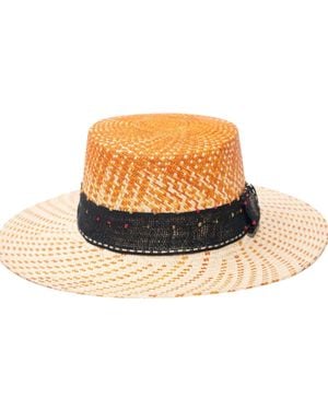 ORTUS Neutrals Lulo Straw Boater Hat - Orange