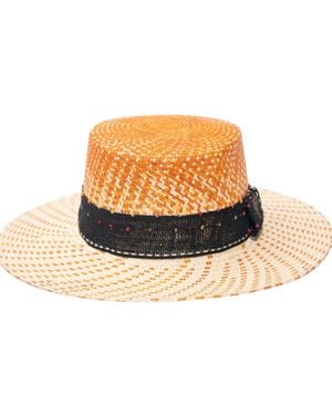 ORTUS Neutrals Lulo Straw Boater Hat - Orange