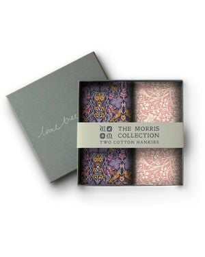 Lime Tree Design Two Hankies Made With Liberty Fabric Morris Collection - Grey