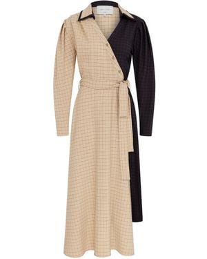 NAZLI CEREN Sava Asymmetric-Hem Midi Dress - Natural