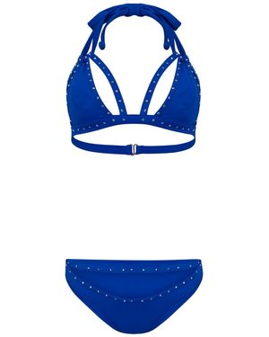 Maui X Lolita Alina Crystal Cutout Triangle Bikini Set - Blue