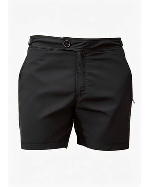 Vayla Classic Plain Long Length Swim Shorts With Adjustable Waist - Black