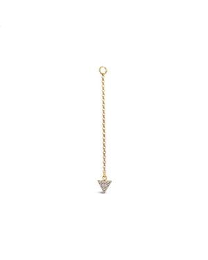 Lutiro Single Earring Triangle Cz Charm With Chain - Metallic