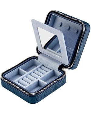 Wolf Liberty Small Travel Jewelry Zip Case - Blue