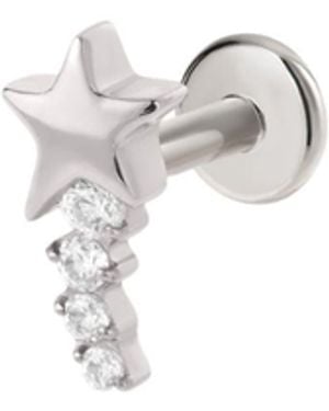 Vanhi Crystal Shooting Star Threadless Flat Back Titanium Cartilage Stud - White