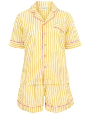 Dilli Grey Candy Stripe Shorts Pj Set - Yellow