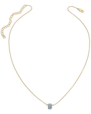 Heather Hawkins Jewelry Tiny Faceted Emerald Cut Gemstone Necklace - Metallic