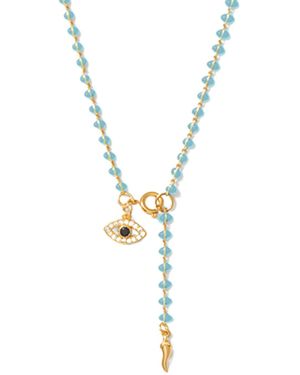 Alexie of Athens Protection Evil Eye Bead Lariat - Metallic