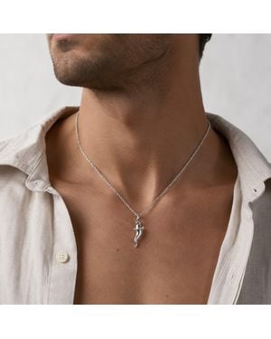 Unaloe Sterling Italian Horn Necklace With Cowboy Hat Detail - Brown
