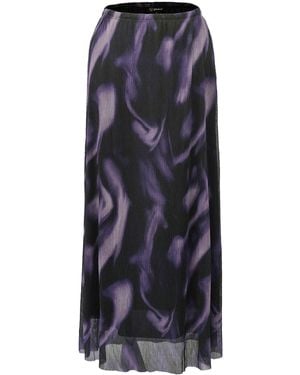 Smart and Joy Abstract Print Mesh Midi Skirt - Blue
