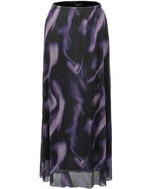 Smart and Joy Abstract Print Mesh Midi Skirt - Blue