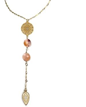 Rachel Nathan Neutrals Sun Blossom Y-Necklace - Metallic