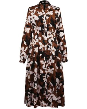 Smart and Joy Macro Flower Print Shirt Dress - Black
