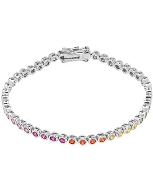 Spero London Sterling Large Multicolour Bezel Tennis Bracelet - Metallic