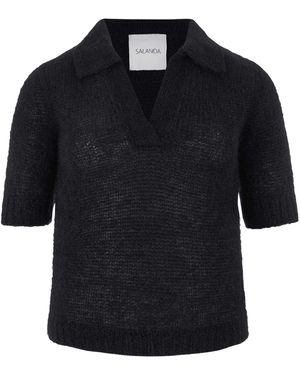 SALANIDA Melody Mohair Polo Top - Black