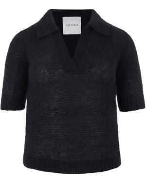 SALANIDA Melody Mohair Polo Top - Black