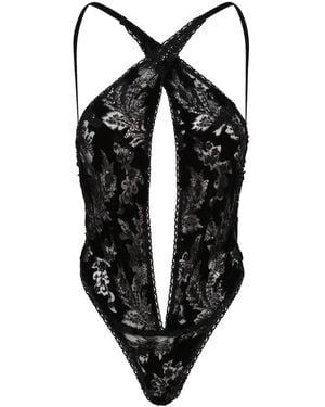 Belle -et-BonBon Velvet Cherry Bodysuit - Black