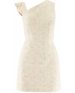 AVENUE No.29 Asymmetric Neckline Boucle Mini Dress - Natural