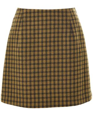 Louche Aubin Wyoming Check A-Line Mini Skirt - Natural