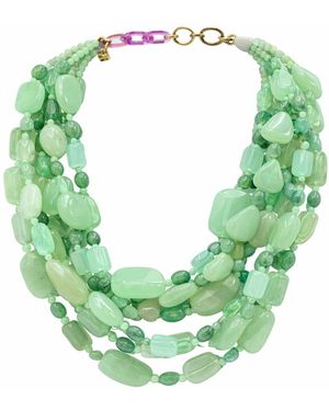 Michael Nash Jewelry Otilia Multi Strand Shades Of Jade Resin Beads - Green