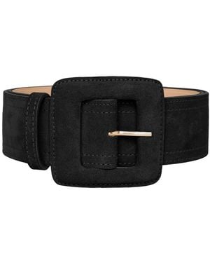 BeltBe Suede Square Buckle Belt - Black