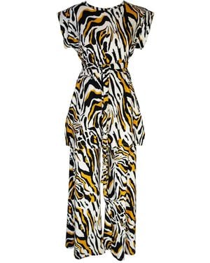 Jennafer Grace Saffron Zebra Tunic & Palazzo Set - Metallic
