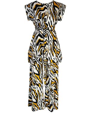Jennafer Grace Saffron Zebra Tunic & Palazzo Set - Metallic