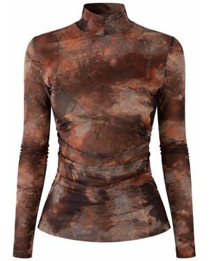 Exquise Aldo Blouse Tulle Knit Blouse - Brown