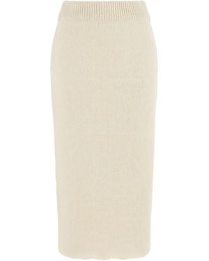 Nocturne Neutrals Knit Midi Skirt - White