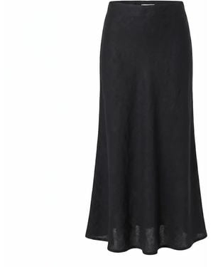 Adrift Clothing Katie Bias Cut Linen Skirt - Black