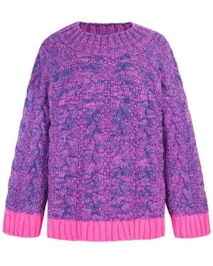 Cara & The Sky Jennie Cable High Neck Balloon Sleeve Jumper - Purple