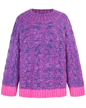 Cara & The Sky Jennie Cable High Neck Balloon Sleeve Jumper - Purple